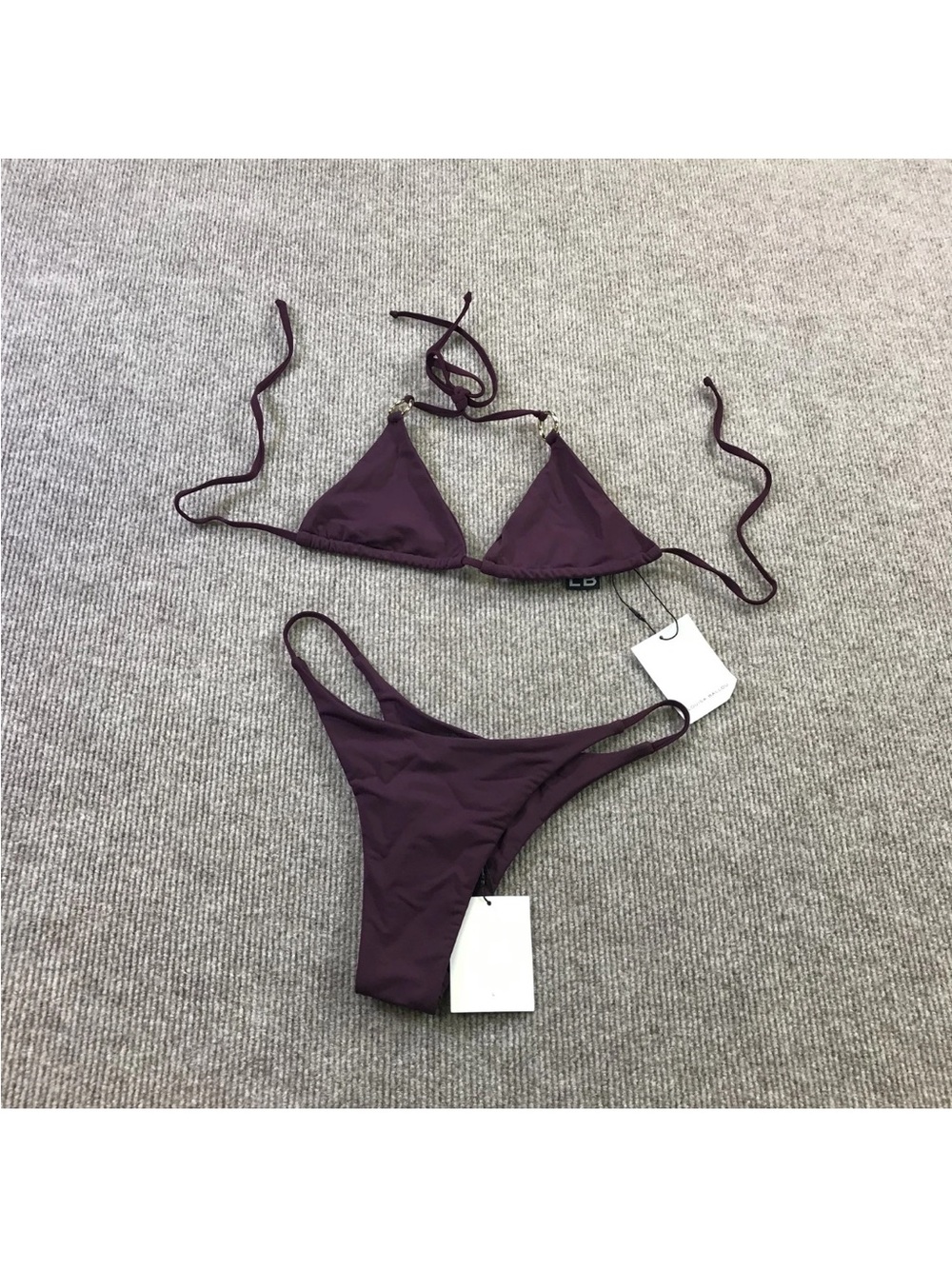 Louisa Ballou Plum Triangle Bikini Set